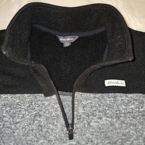 Eddie Bauer Black and Gray Men's Sweater Pullover 3/4 Zippper Size XL